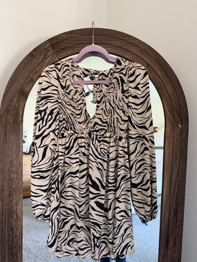 Show Me Your MuMu Black and Cream Zebra Backless Dress